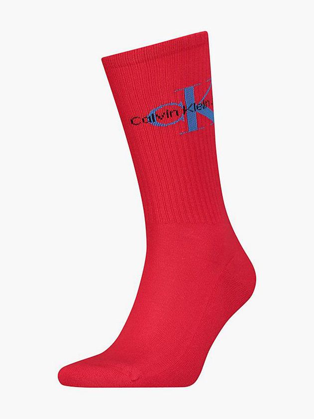 Calvin Klein USA Logo Crew Mens Socks Red 1452670-CO